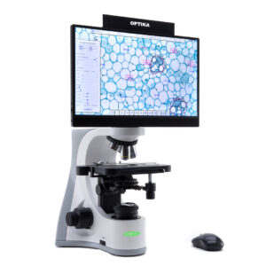 microscopio professionale con monitor 4k per ricercatori, università, citologia, ematologia, medicina veterinaria