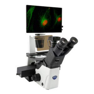Microscopio invertito a fluorescenza LED con Tablet