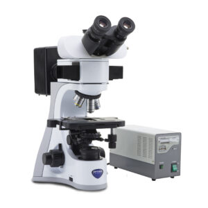 Microscopio da laboratorio in campo chiaro e a fluorescenza HBO