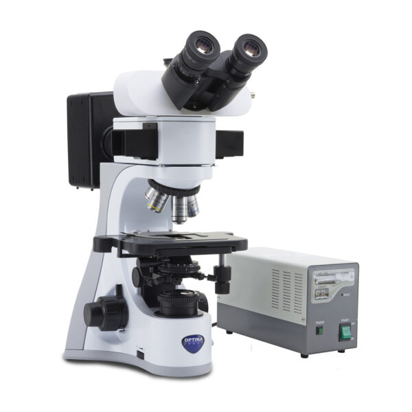 Microscopio da laboratorio in campo chiaro e a fluorescenza HBO