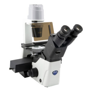 Microscopio invertito a fluorescenza con obiettivi IOS U-PLAN